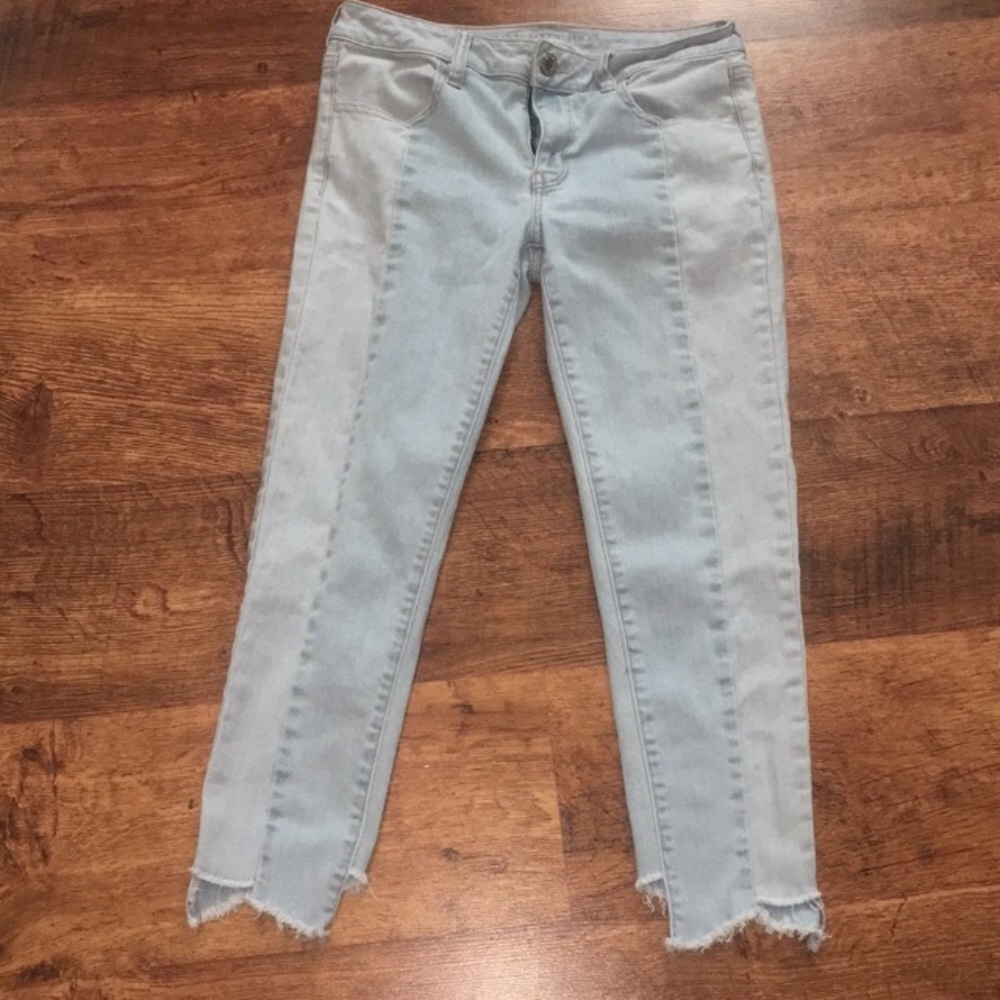 American Eagle Pin-Striped Cropped Jeggings